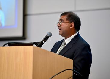 Mahadeo Sukhai at the podium