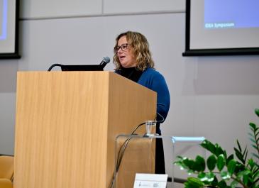 Agnes McLachlan at the podium