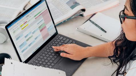 A person working at a laptop