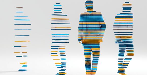 Colourful graphic of people standing
