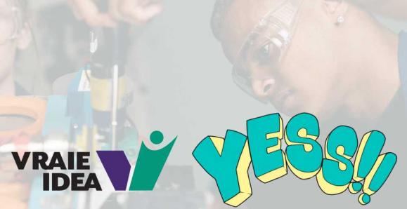 IDEA and YESS logos over a photo of a young black worker wearing safety glasses, using a screwdriver